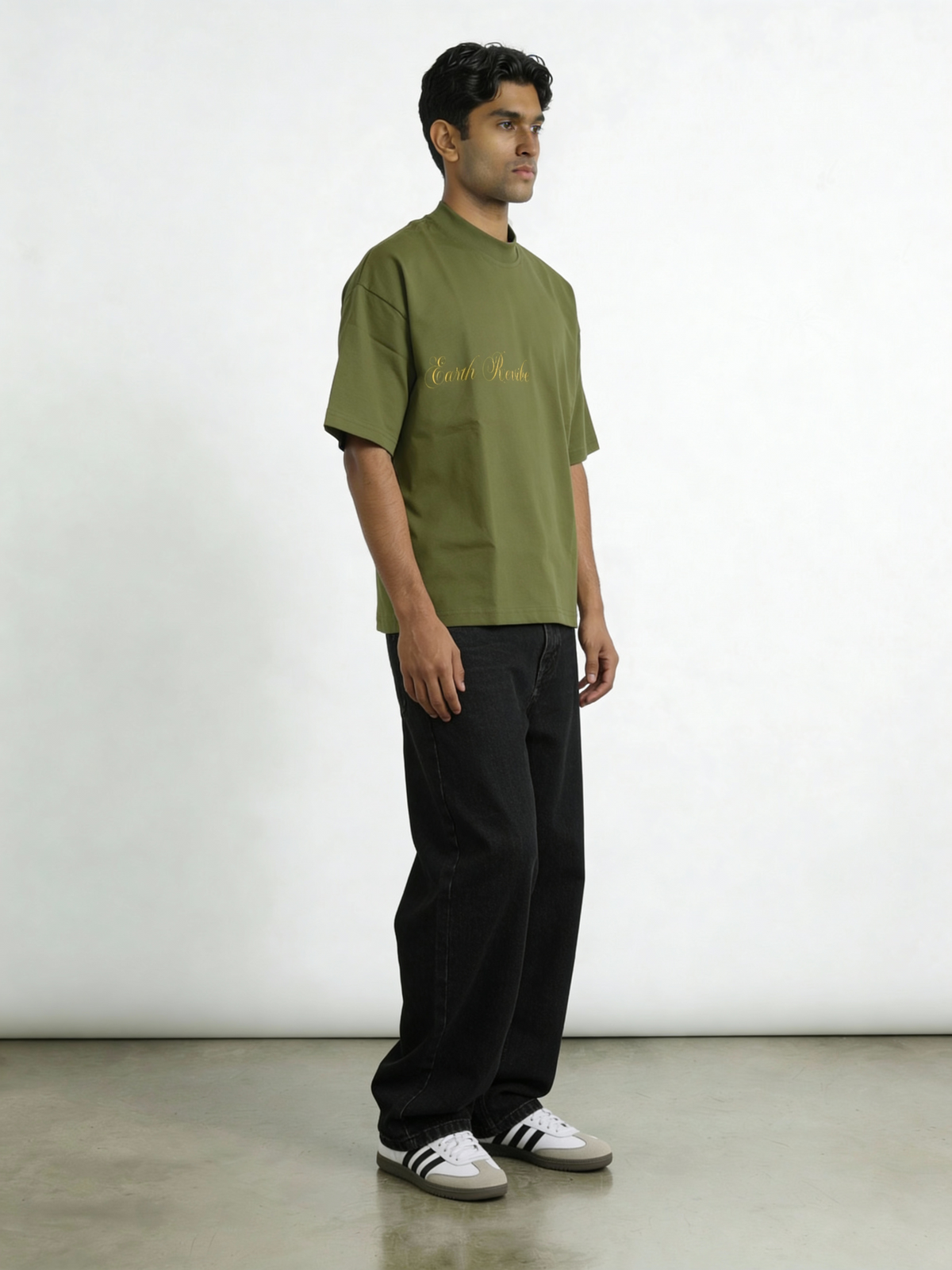 Olive Herbal Cotton Reflective Boxy Tee