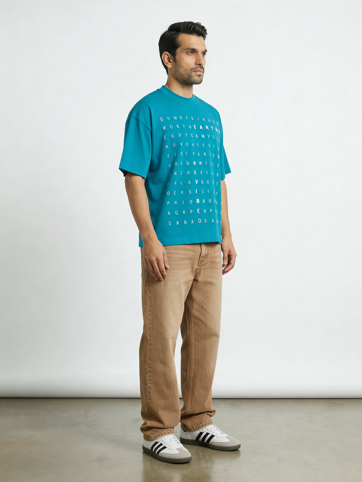 Plain Blue word hunt boxy Tee