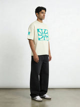 Grey Contrast Stitch Puff Print boxy Tee