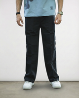 Black Twill Straight-Fit Cargo Pants
