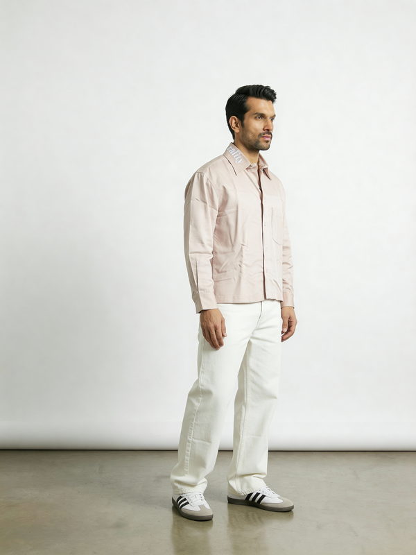 Skin-Conscious Embroidered Collar Boxy Shirt - Image 1