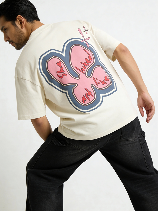 Cream Cotton Puff print Boxy Tee - Image 5