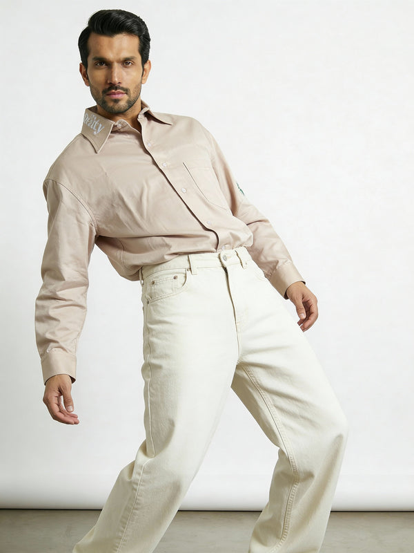 Skin-Conscious Embroidered Collar Boxy Shirt - Image 6