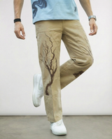 Vintage Print Twill Straight-Fit Pants