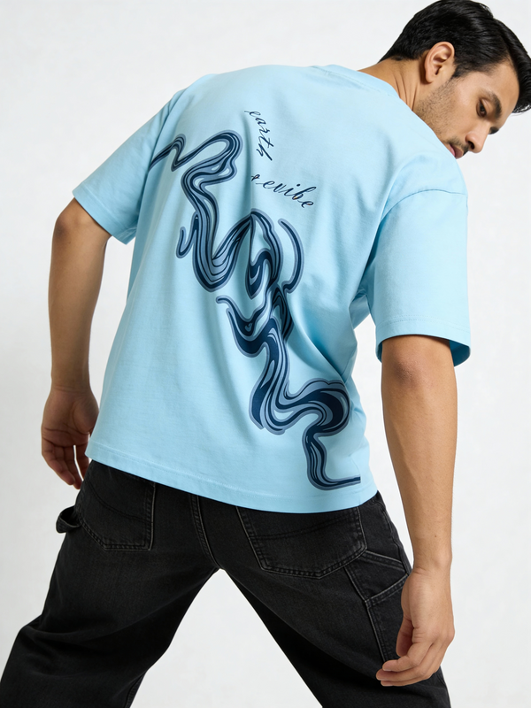 Water color Wave Graphic boxy Tee - Image 4