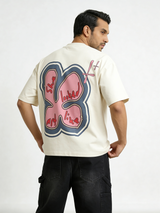 Cream Cotton Puff print Boxy Tee