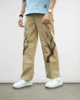 Vintage Print Twill Straight-Fit Pants