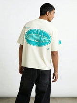 Grey Contrast Stitch Puff Print boxy Tee