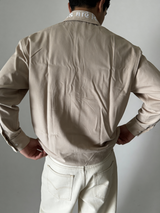 Skin-Conscious Embroidered Collar Boxy Shirt