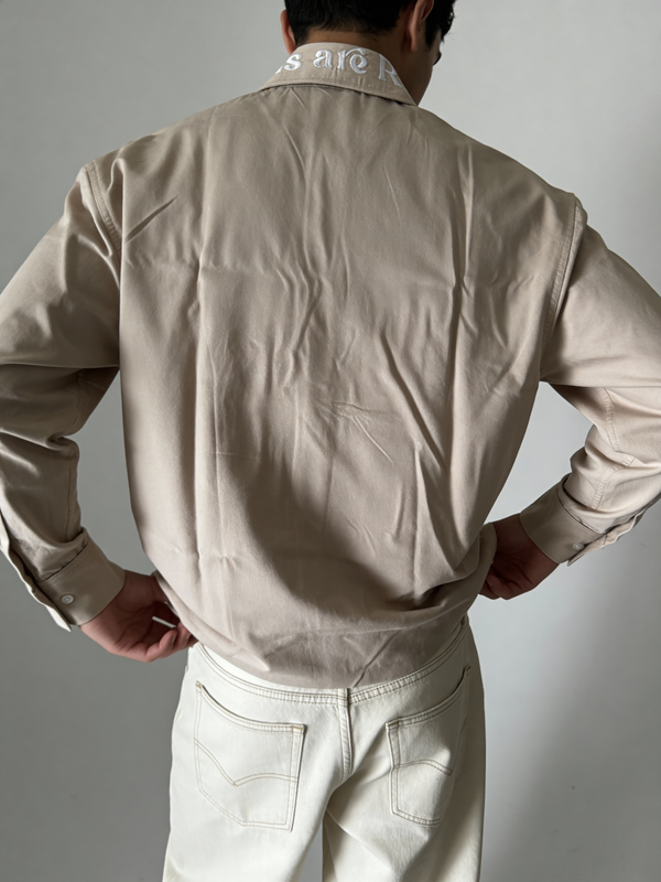 Skin-Conscious Embroidered Collar Boxy Shirt - Image 2