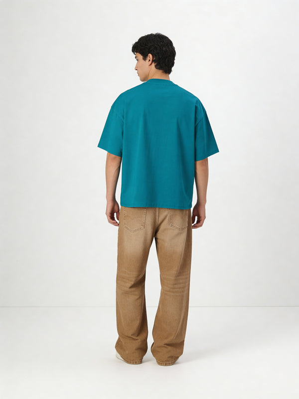 Plain Blue word hunt boxy Tee - Image 5
