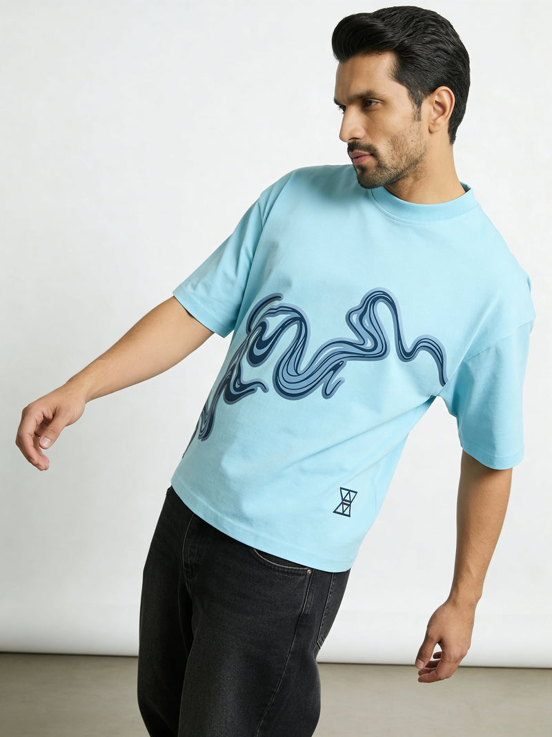Water color Wave Graphic boxy Tee