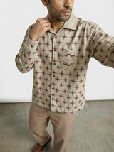 Cream Twill All-Over star Print boxy Shirt