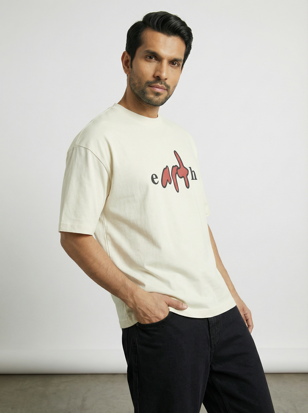 Cream Cotton Puff print Boxy Tee - Image 3