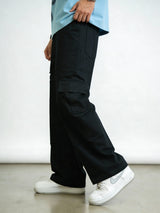 Black Twill Straight-Fit Cargo Pants