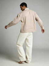 Skin-Conscious Embroidered Collar Boxy Shirt
