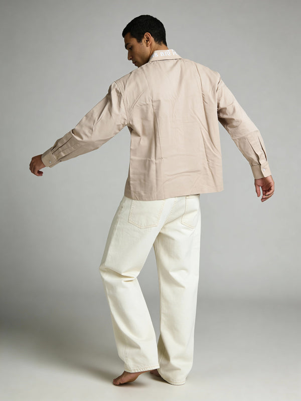 Skin-Conscious Embroidered Collar Boxy Shirt - Image 4