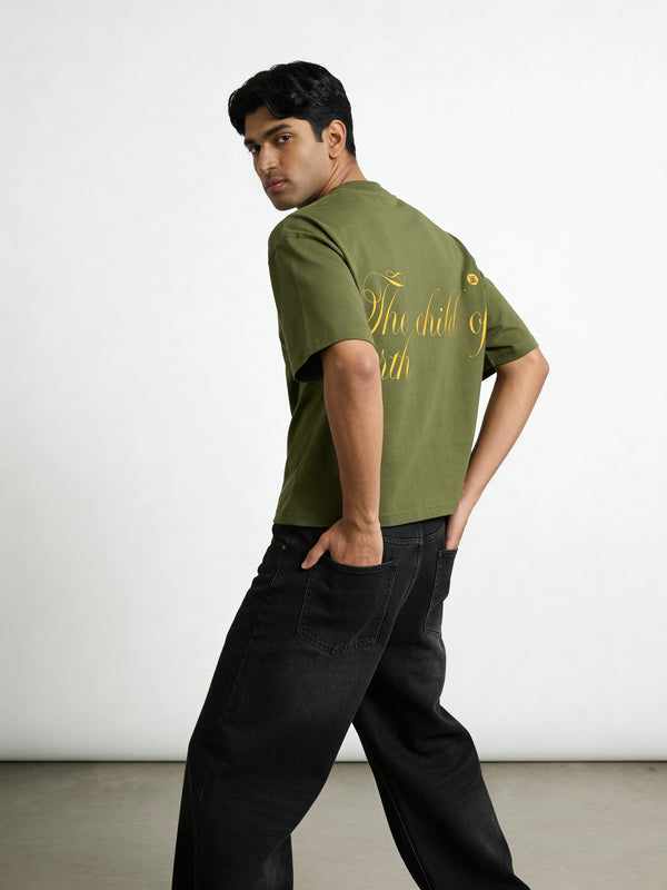 Olive Herbal Cotton Reflective Boxy Tee - Image 2