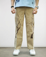 Vintage Print Twill Straight-Fit Pants