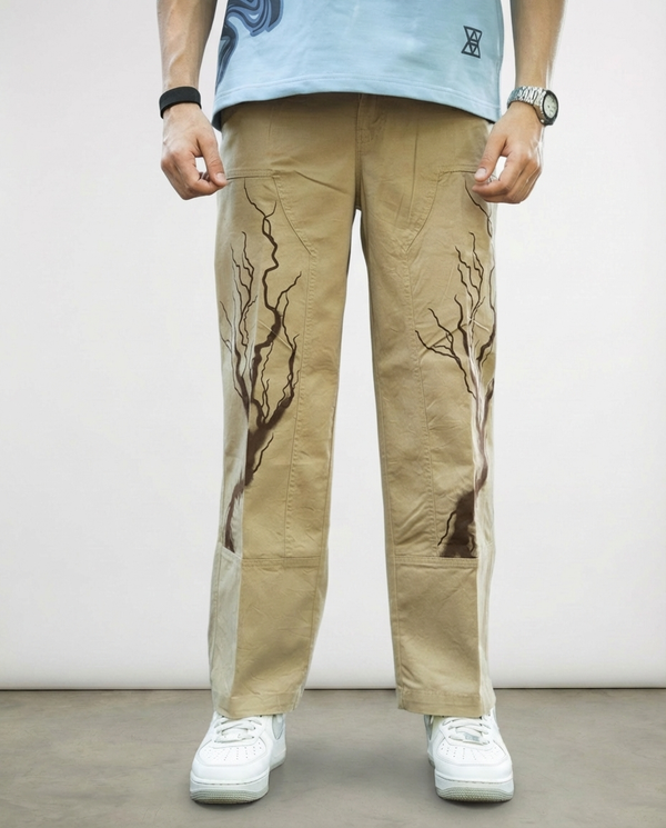 Vintage Print Twill Straight-Fit Pants - Image 1