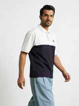Contrast Oversized polo with unique collar branding