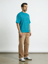 Plain Blue word hunt boxy Tee