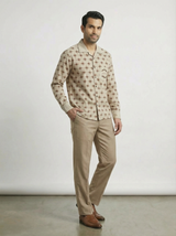 Cream Twill All-Over star Print boxy Shirt