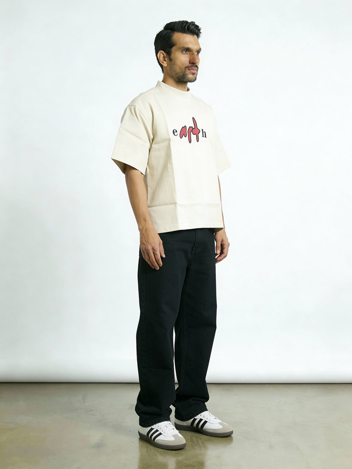 Cream Cotton Puff print Boxy Tee