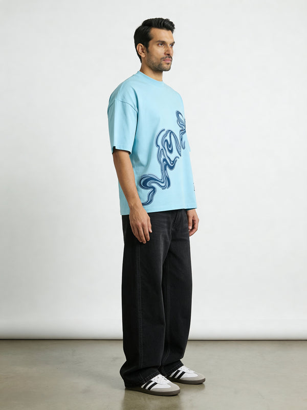 Water color Wave Graphic boxy Tee - Image 1