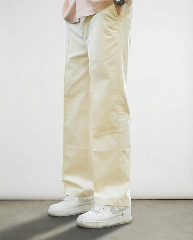 Twill (Off-White Cotton Formal Trousers)