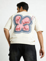 Cream Cotton Puff print Boxy Tee