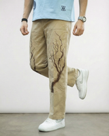 Vintage Print Twill Straight-Fit Pants