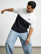 Contrast Oversized polo with unique collar branding