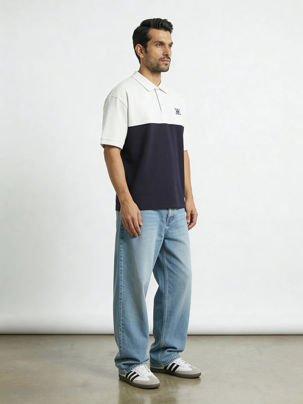 Contrast Oversized polo with unique collar branding - Image 1
